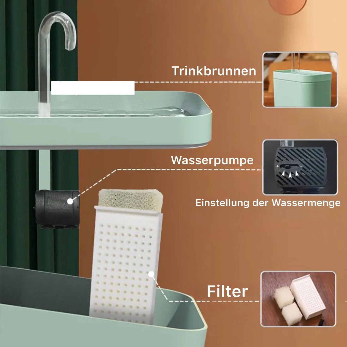 Automatischer Katzenbrunnen™ Futterspender Flauschparadies®