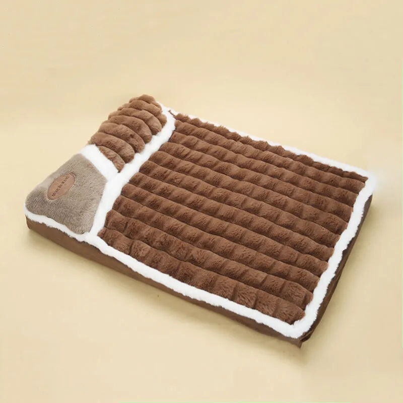 Orthopädische Hundematte mit Kopfstütze Orthopädisches Hundebett Flauschparadies® Coffee M 50x35cm
