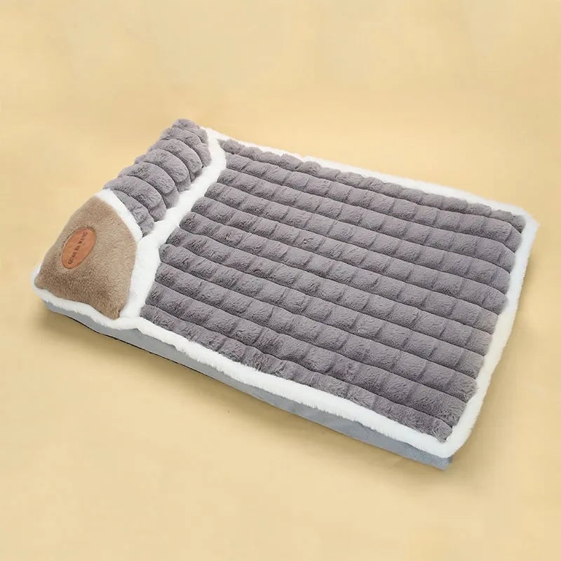 Orthopädische Hundematte mit Kopfstütze Orthopädisches Hundebett Flauschparadies® Grau M 50x35cm