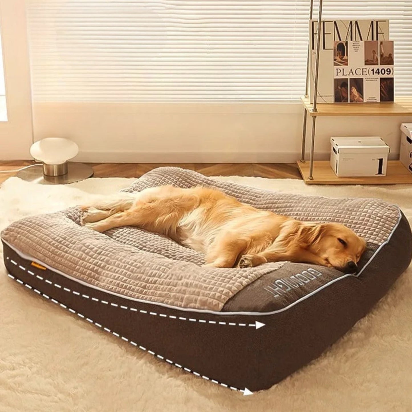 Orthopädisches Hundebett XXL Orthopädisches Hundebett Flauschparadies® Coffee L (60x50x18cm)