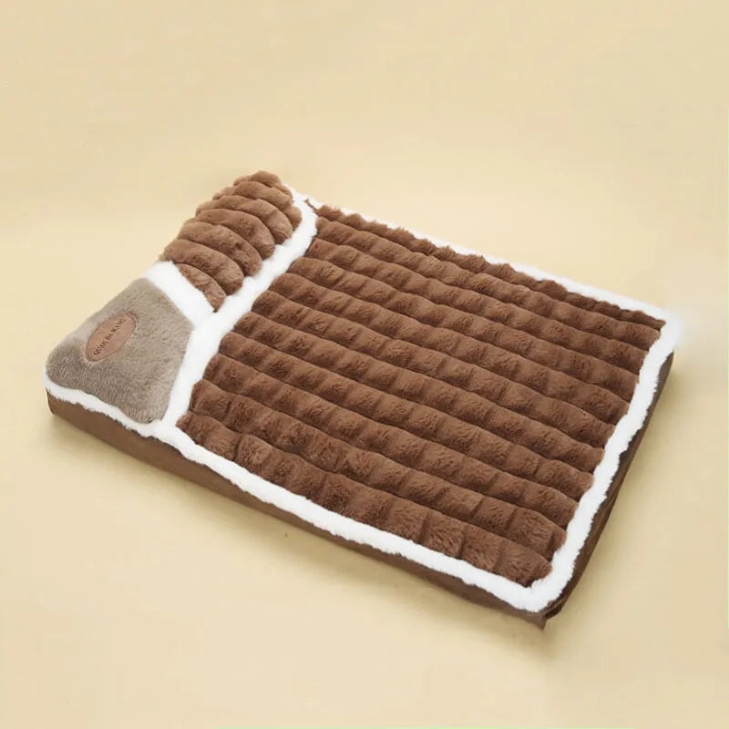 Orthopädische Hundematte mit Kopfstütze Orthopädisches Hundebett Flauschparadies® Coffee M 50x35cm 